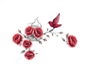 Vintage dollies, red roses, lace, red bird, no people, vintage, lower wrap arm tattoo tattoo idea
