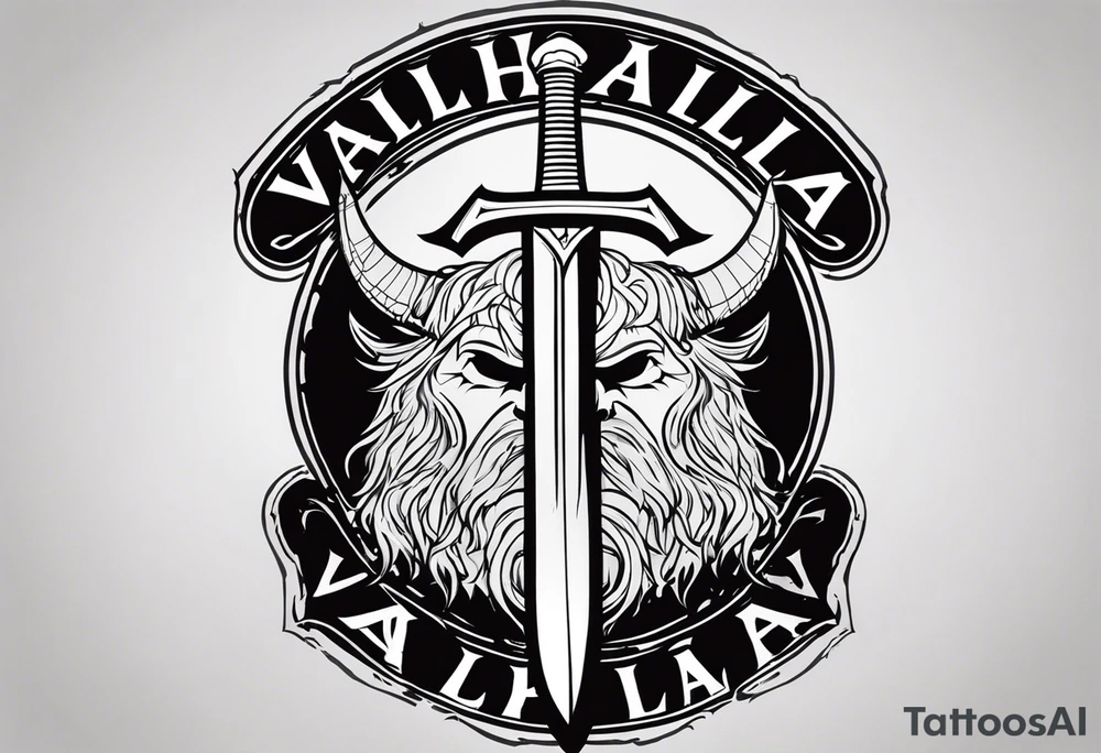 Valhalla viking shield hatchet sword tattoo idea