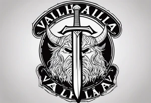 Valhalla viking shield hatchet sword tattoo idea