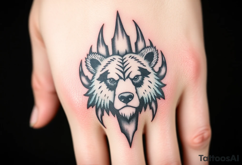 Bears paw with bear face in the middle tattoo idea