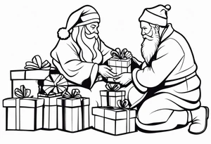 Santa giving gifts to kids tattoo idea