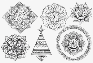 minimalistični tattoo v dizajnu vejice ki leži vodoravno z perlami pod katerim visijo tri črke in to črka E, V in A tattoo idea