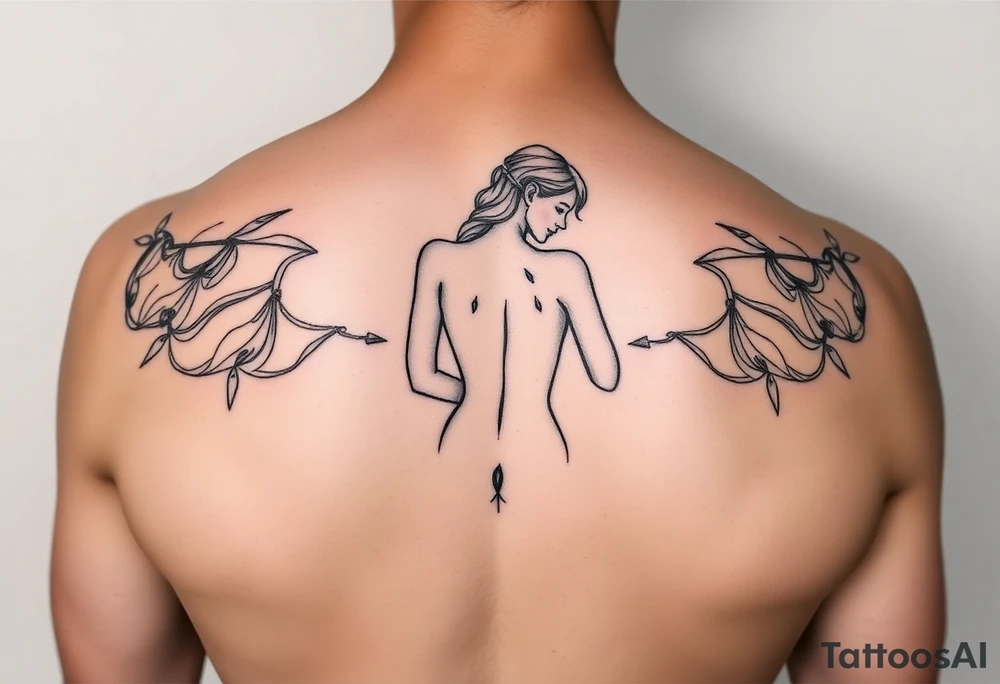 Fine line naked woman tattoo idea
