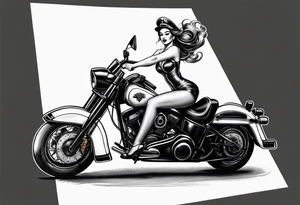 Military pin up girl riding missile tattoo idea