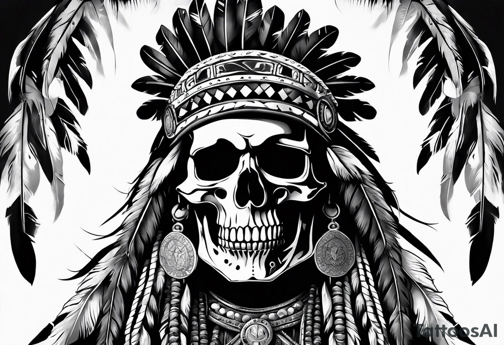 Native american biker skeleton tattoo idea