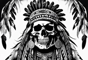 Native american biker skeleton tattoo idea