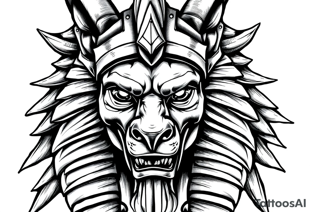powerful majestic muscle anubis Egyptian god face without eyes tattoo idea