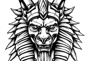 powerful majestic muscle anubis Egyptian god face without eyes tattoo idea