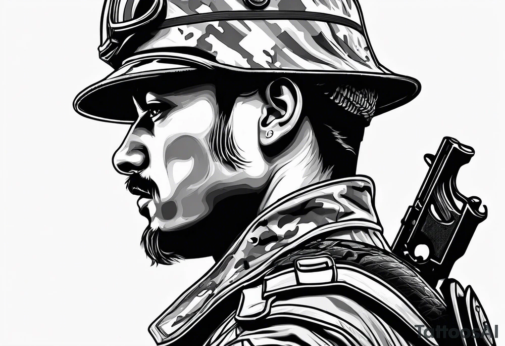 SS soldier side profile tattoo idea