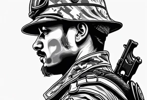 SS soldier side profile tattoo idea