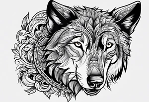 Wolf face, front on tattoo idea