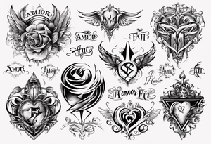 stylized text: "amor fati" tattoo idea
