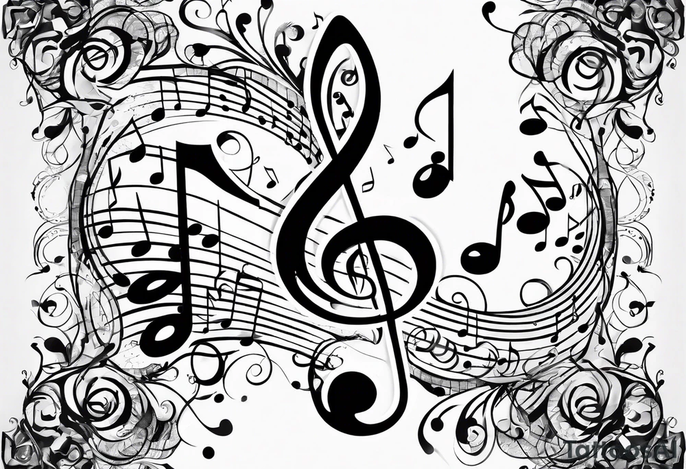 Musical notes connecting toddlers dancing tattoo idea
