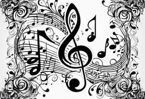 Musical notes connecting toddlers dancing tattoo idea