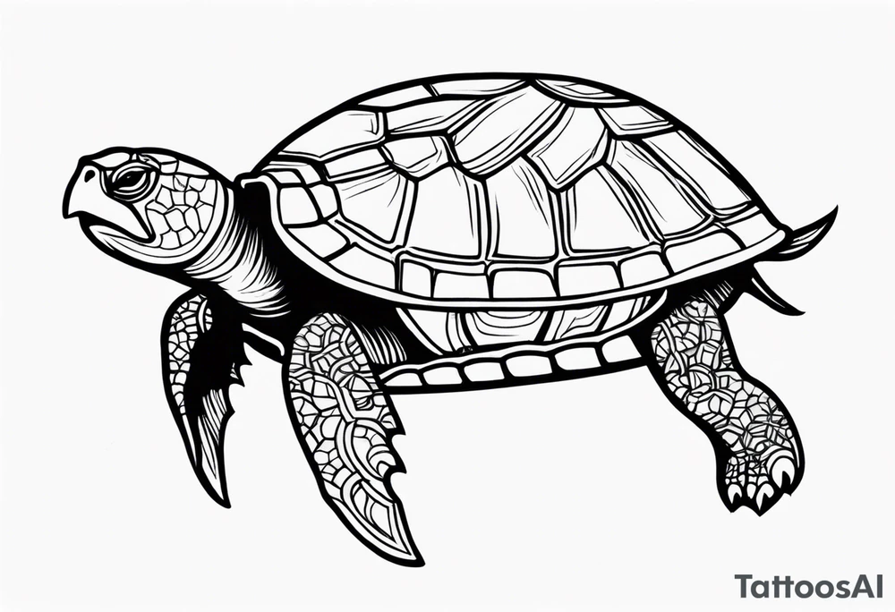 Turtle with maijuana leaves on its back tattoo idea