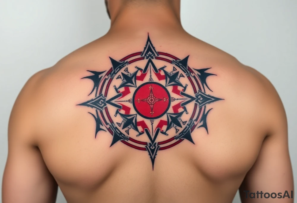 round tattoos with space theme. It can have red color tattoo idea