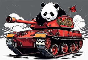 War Panda who destroy a russian tank tattoo idea