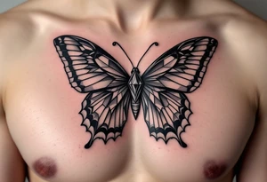 Diamond bow tie butterfly tattoo idea