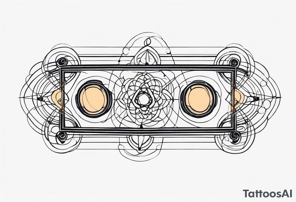 armband tattoo, masculine, narrow, horizontal with quantum bound atoms pattern tattoo idea