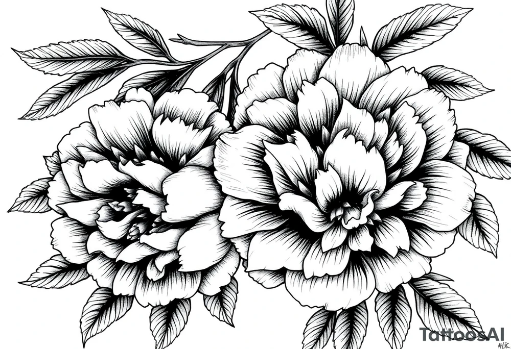 ornaments of peonies tattoo idea