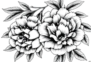 ornaments of peonies tattoo idea