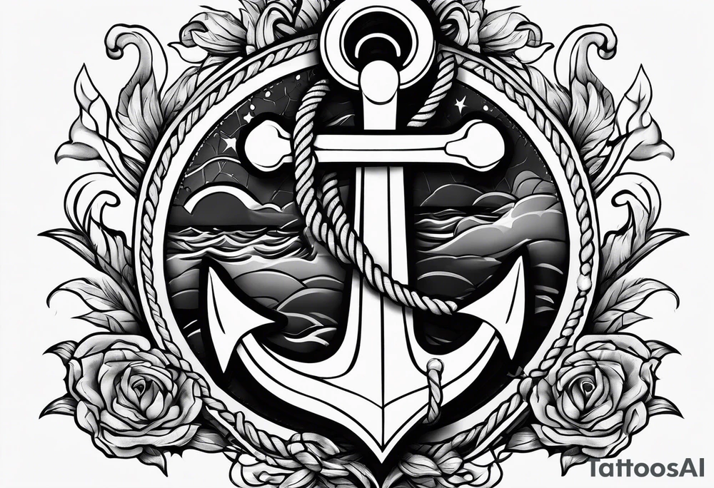 Simple anchor with rope wrapped around tattoo idea