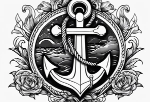 Simple anchor with rope wrapped around tattoo idea
