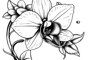 Orchid realistic with a mix with vagin tattoo idea