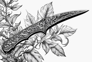 A Rapier blade down my spine with leafy vines wrapped around the blade tattoo idea