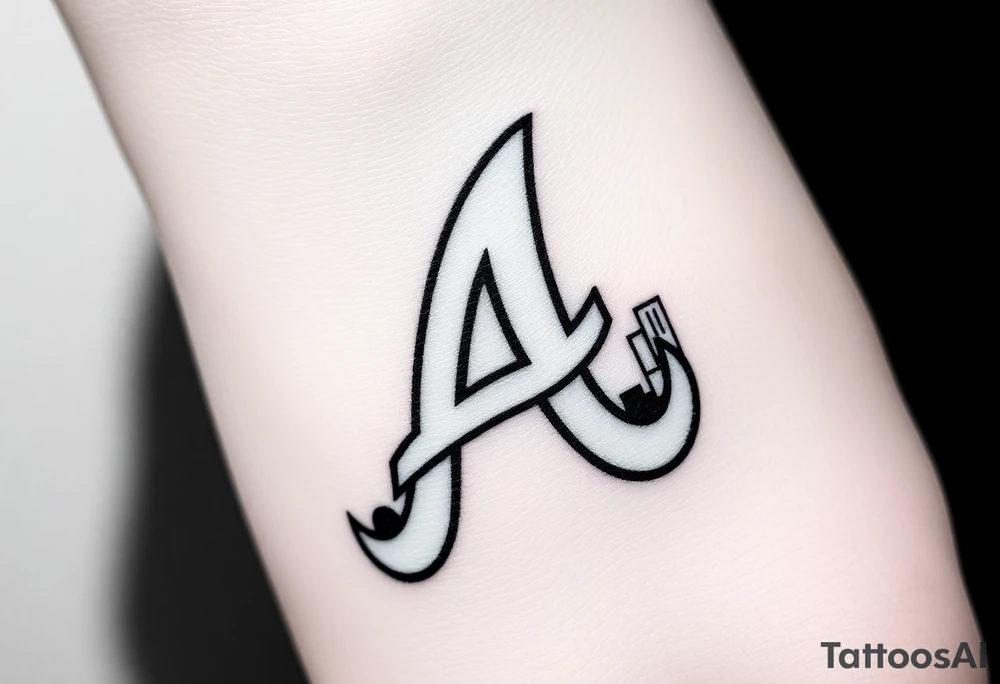 Atlanta Braves letter logo “A” overlapping a 3D Atlanta skyline behind the logo tattoo idea