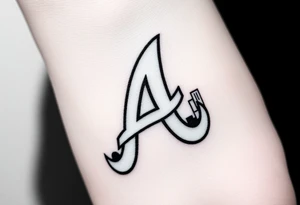 Atlanta Braves letter logo “A” overlapping a 3D Atlanta skyline behind the logo tattoo idea