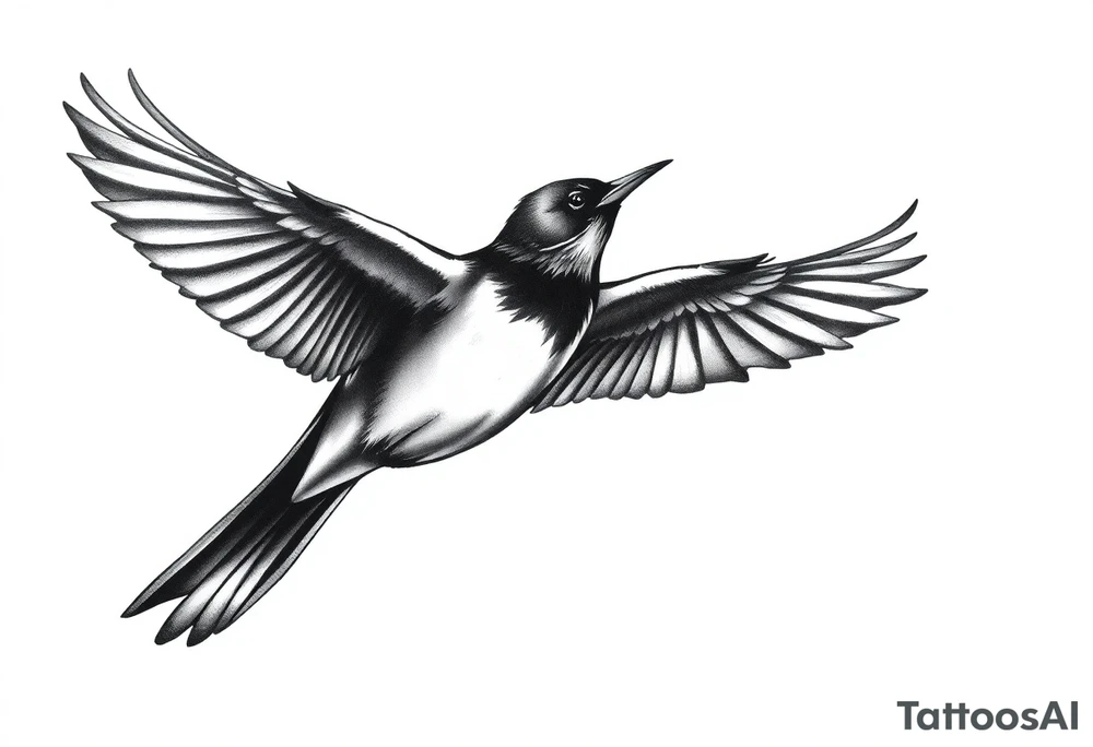 Male European Blackbird flying tattoo idea tattoo idea