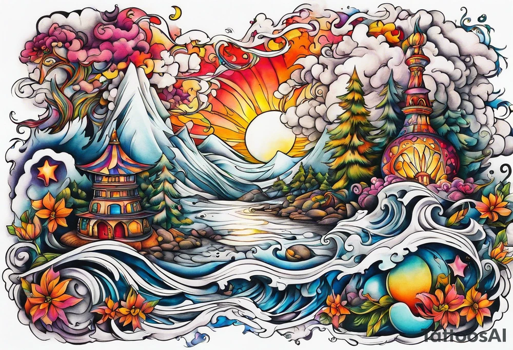 Wonderland on fire tattoo idea