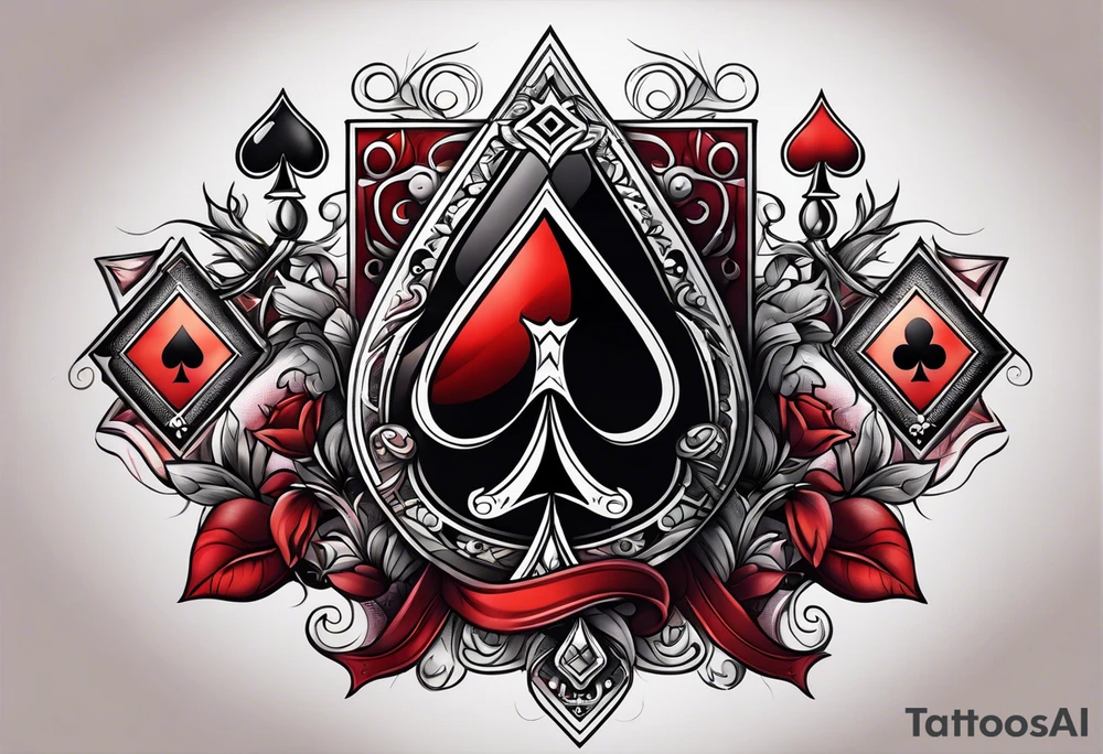 King, queen of spades cards tattoo idea