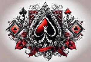 King, queen of spades cards tattoo idea