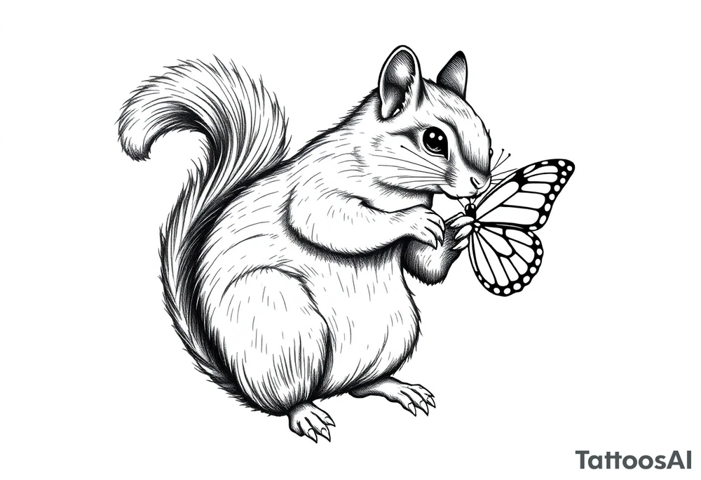 A Squirrel holding butterfly tattoo idea