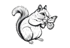 A Squirrel holding butterfly tattoo idea