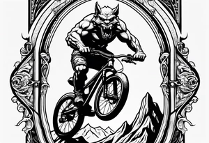 gargoyle riding a full suspension mountain bike tattoo idea