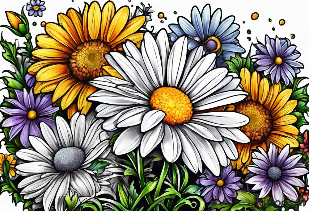 Daisy frame tattoo idea