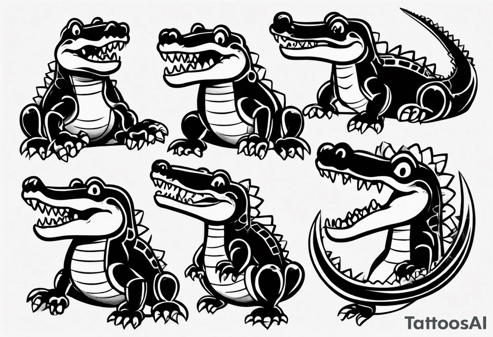 A cute cartoon crocodile tattoo idea