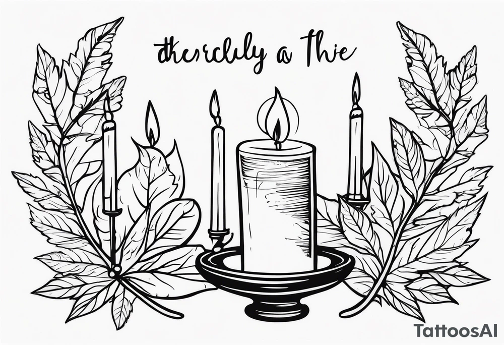 Bougie avec feuille de parchemins avec la phrase where candlelights flickers though the air is deathly still tattoo idea
