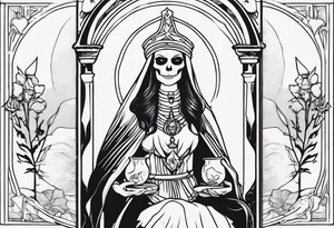 High priestess as a skeleton tarot card tattoo idea