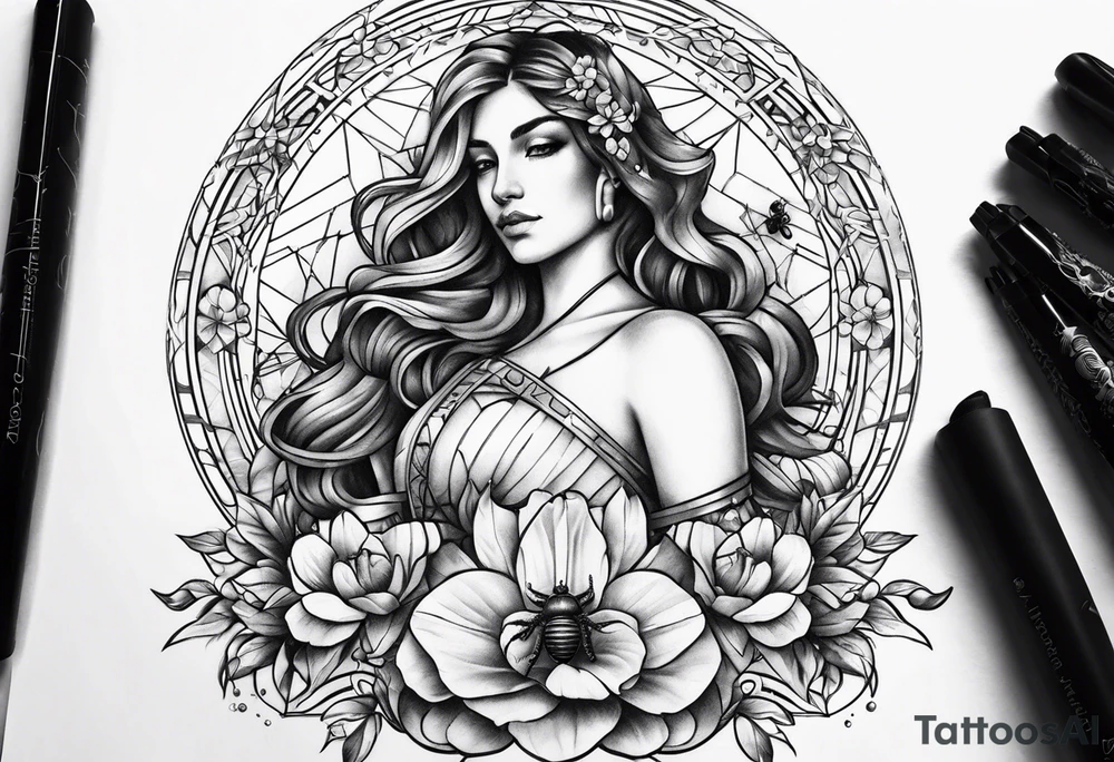 libra with bee tattoo idea
