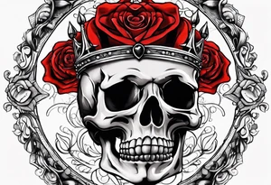 the red rose queen's crown with a heart tattoo idea