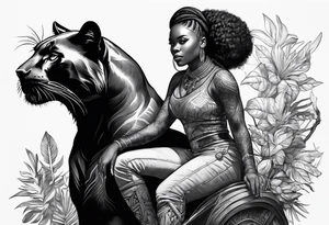Thick black girl riding black panther tattoo idea