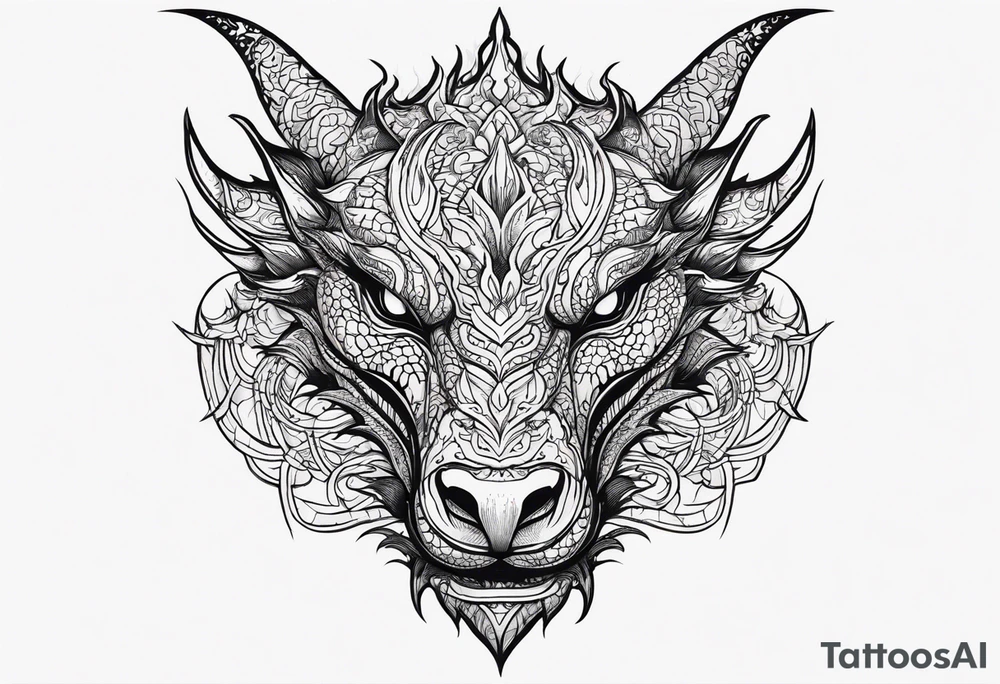 Dragon head facing front tattoo idea