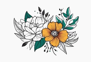 enredaderas con Flores y Hojas a Color tattoo idea