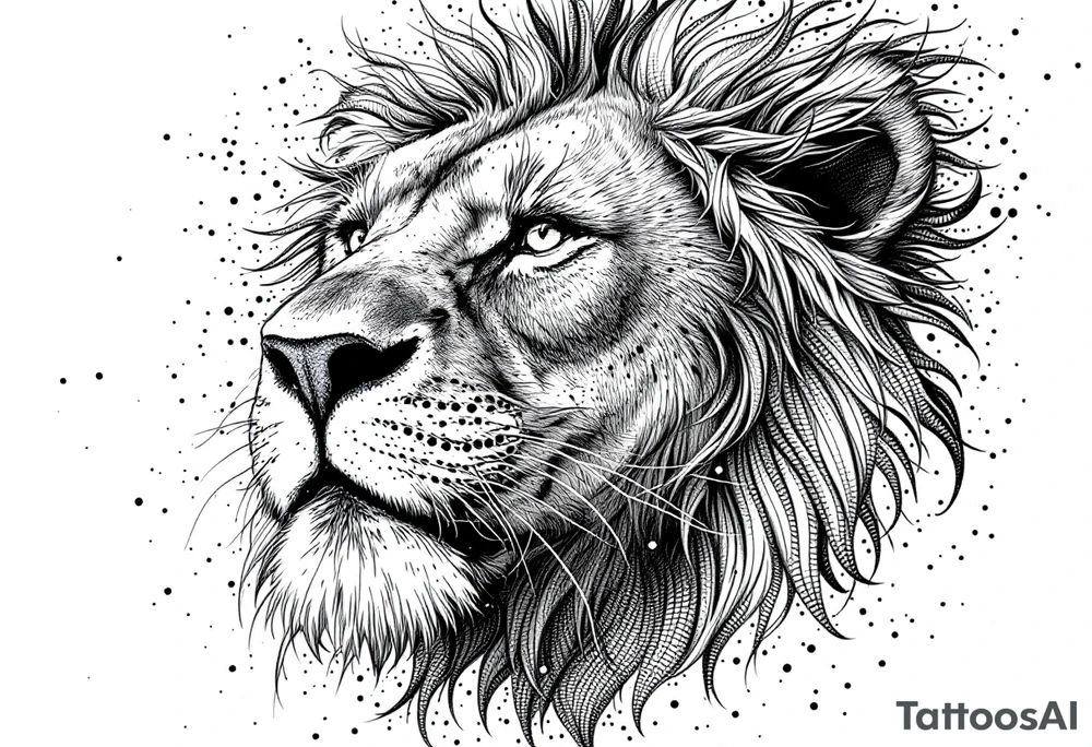 powerful majestic lion, close-up tattoo idea