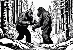 bigfoot feeding a baby bigfoot tattoo idea