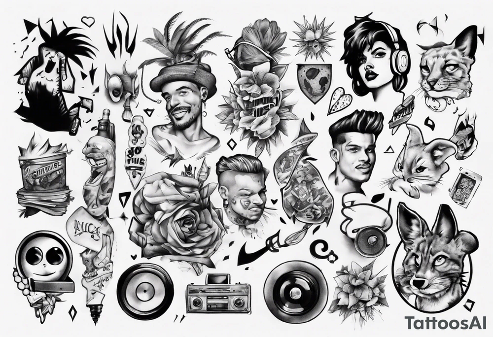 90s Nick tunes collage tattoo idea